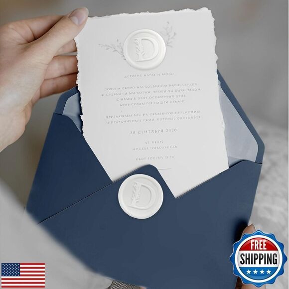 50Pcs White Wax Seal E Stickers Handmade Vintage Botanical Leaves Adhesive - Picture 3 of 5